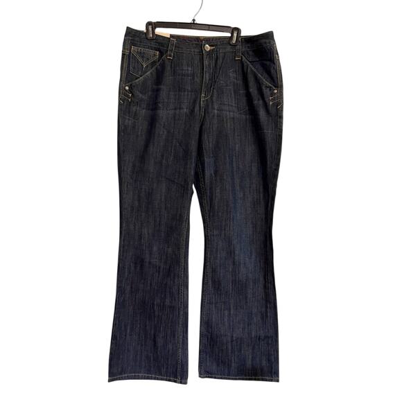 TOMMY HILFIGER Boyfriend Jeans Boot Cut  Womens Size 18 Stretch Dark Wash NEW - Picture 1 of 6